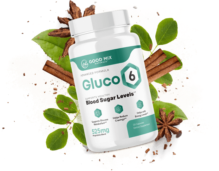 Gluco6 natural blood sugar support supplement bottle